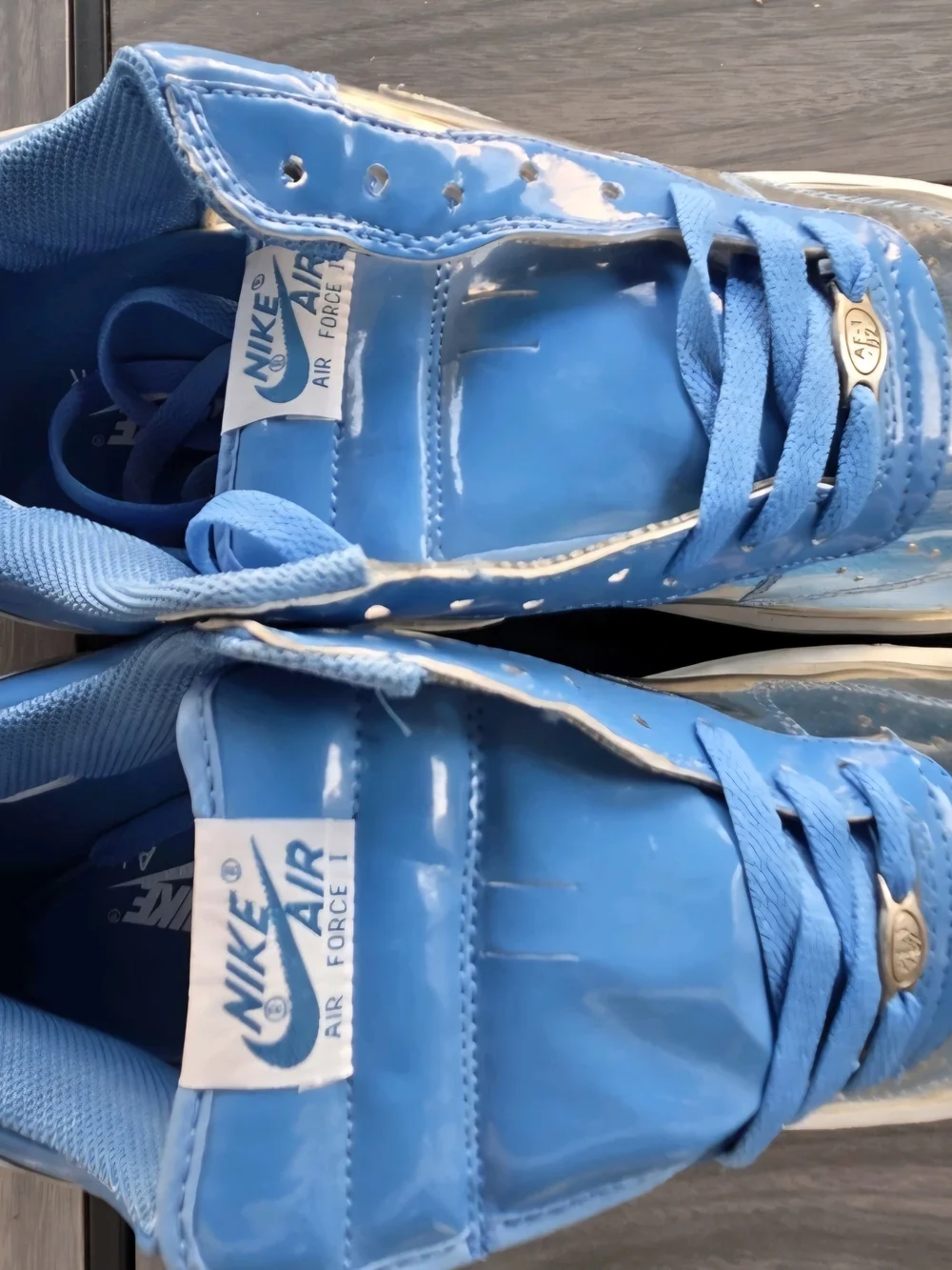 Nike Air Force 1 '07 Blue Patent Leather Clear Toe 306353-140 US 12 Deadstock